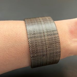 Vintage Plastic Cuff Bangle Bracelet, Woven, Retro, Boho